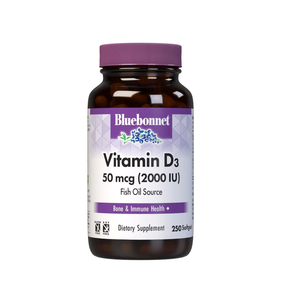 Bluebonnet Vitamin D3 50 mcg (2000 IU) 250 Softgel