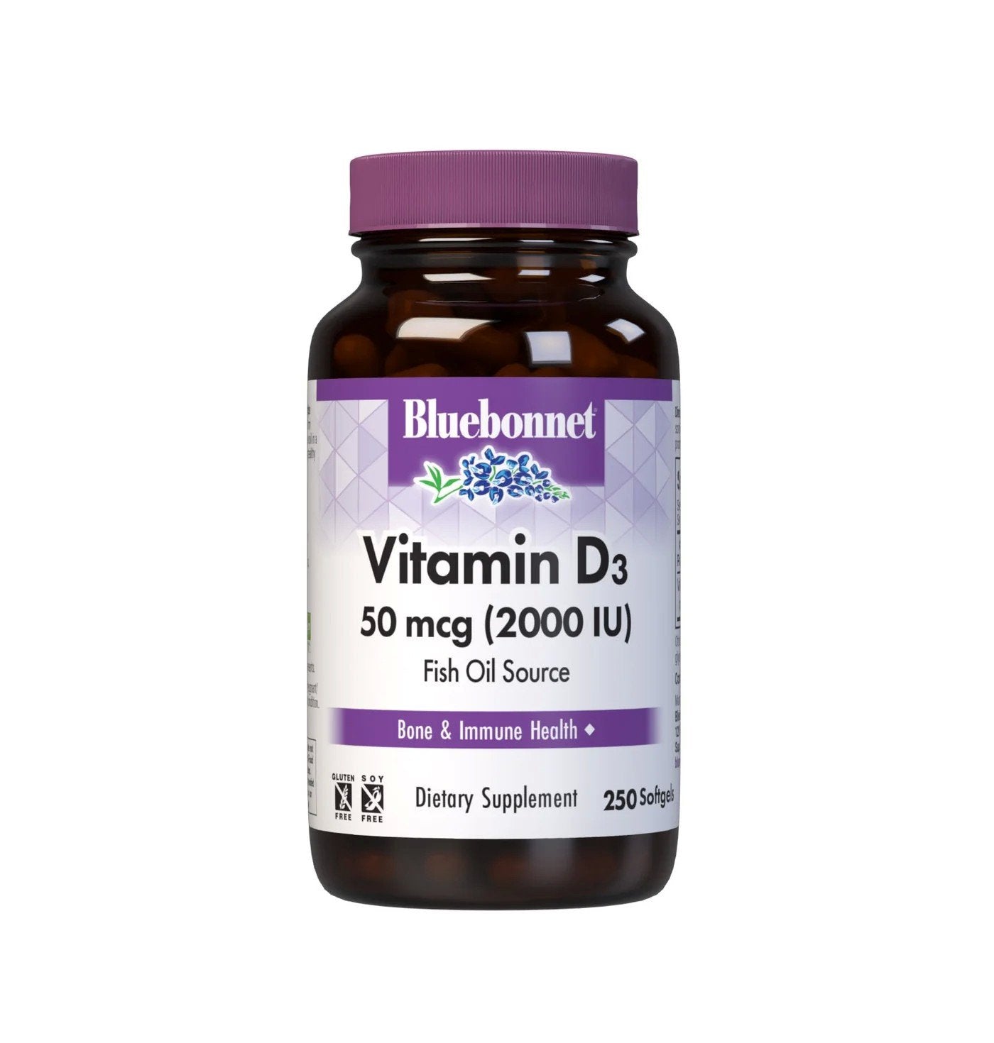 Bluebonnet Vitamin D3 50 mcg (2000 IU) 250 Softgel