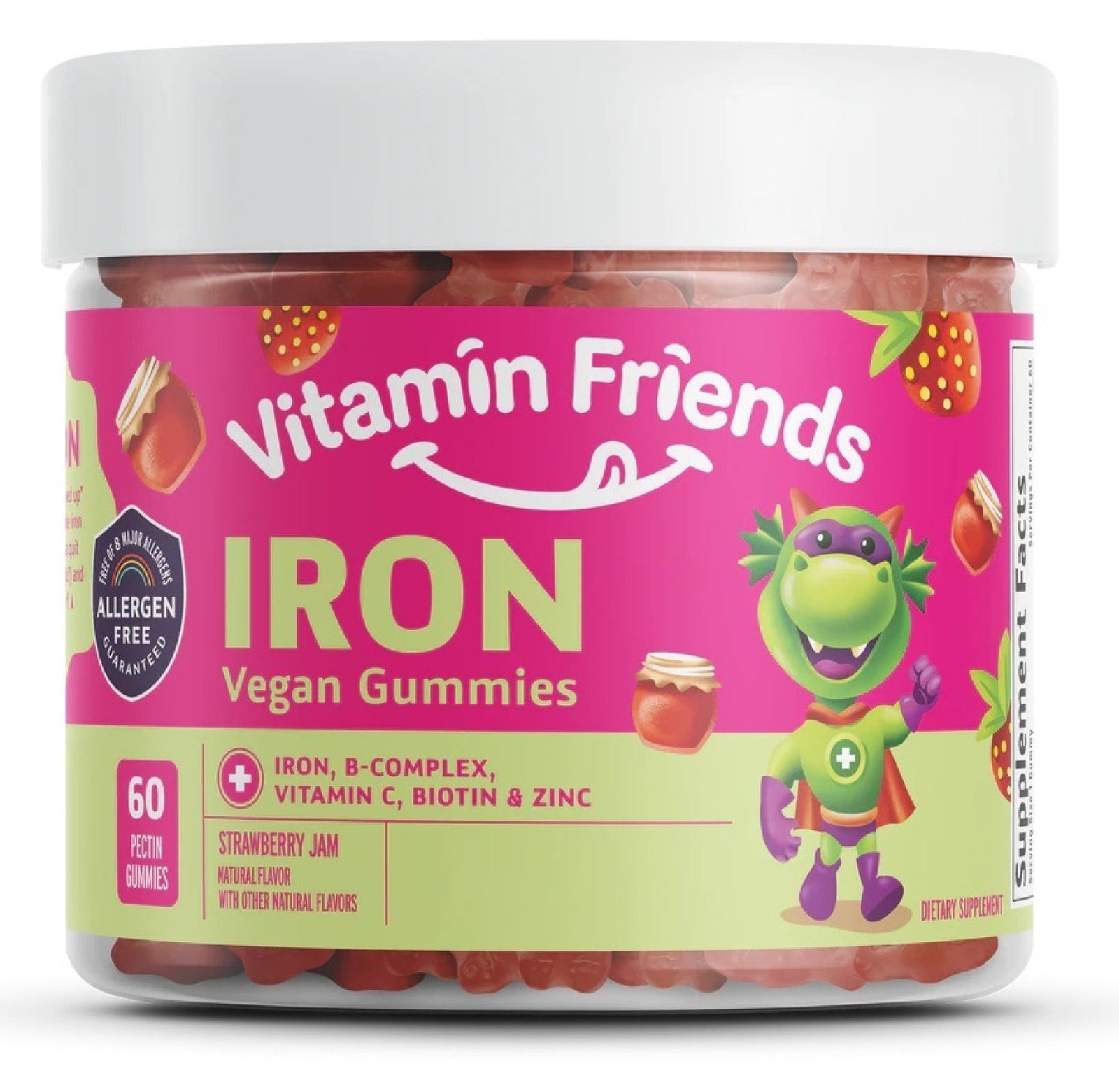 Vitamin Friends Iron Kids Vegan Gummies Strawberry Jam 60 Gummy